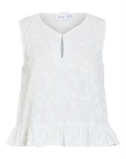 Vila - VISimone V-Neck Top - Snow White